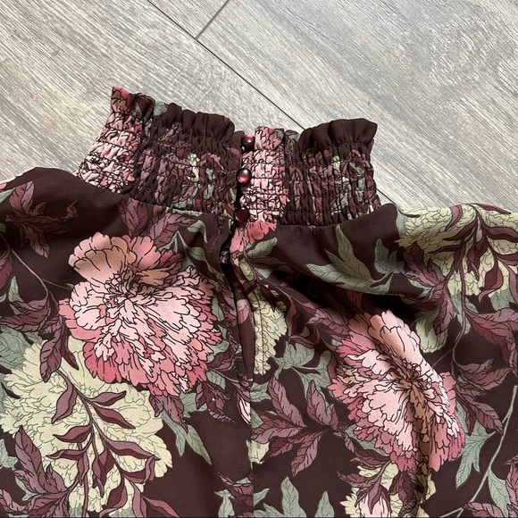 Nanette Lepore floral high neck high-low smocked chiffon dress size 8 - Picture 11 of 14